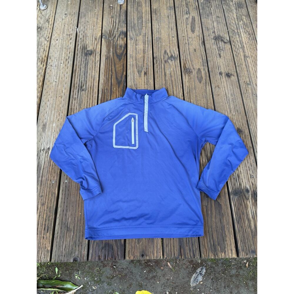 Peter Millar Crown Sport Pullover Medium Blue Perth Performance 1/4 Zip Stretch